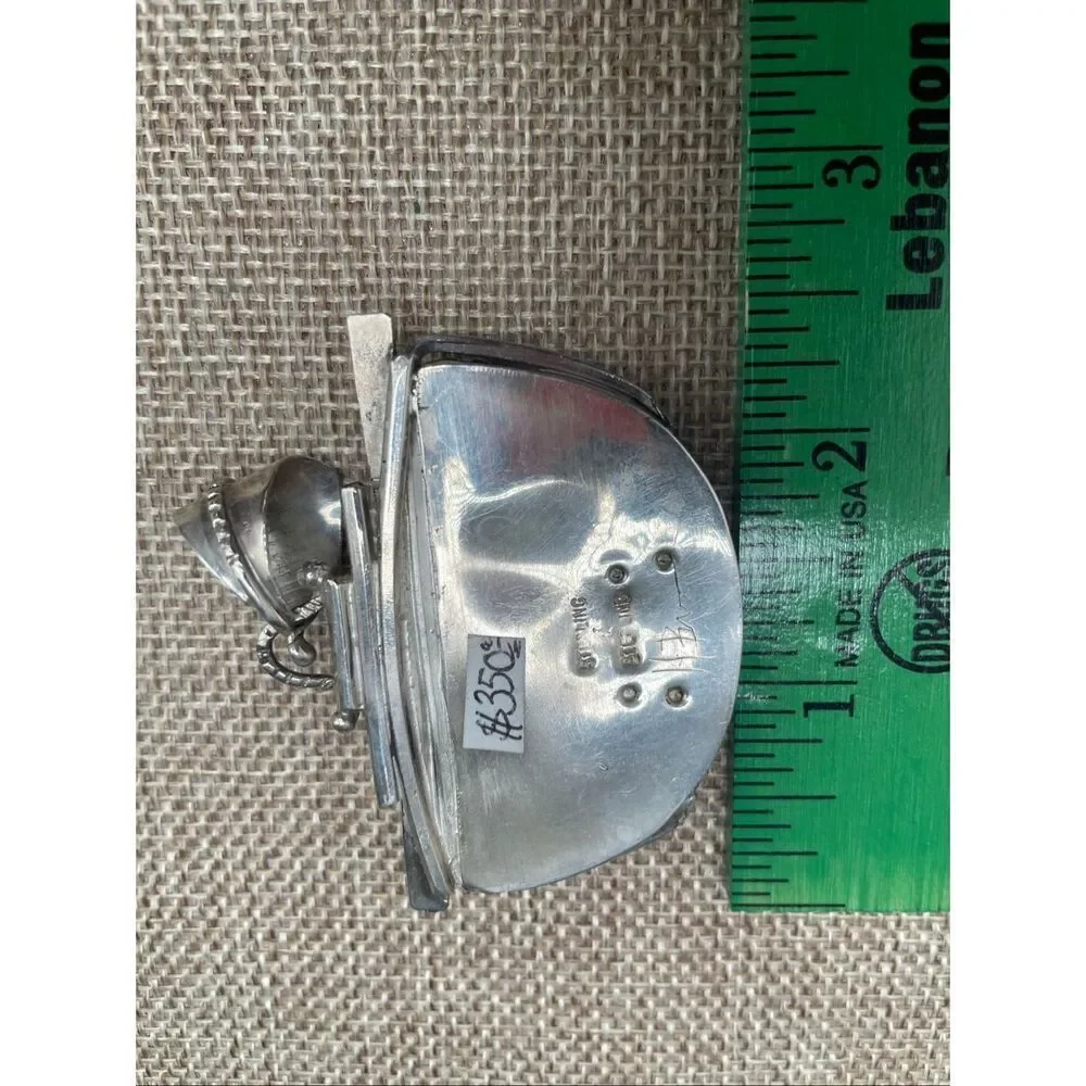 Vintage Native American Zuni Sterling Silver Sunburst Pendant/Brooch – Mother of